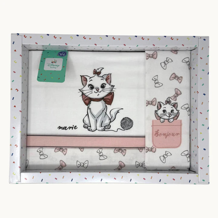 Completo lenzuola 3 pezzi culla/carrozzina Aristogatti 100% cotone - Disney Baby