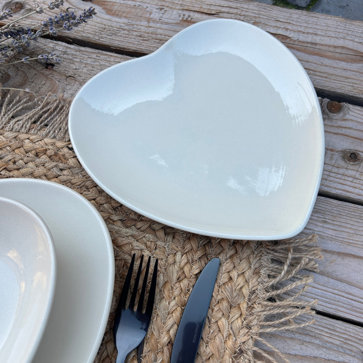 Tris Piatti CUORE PANNA - Arca