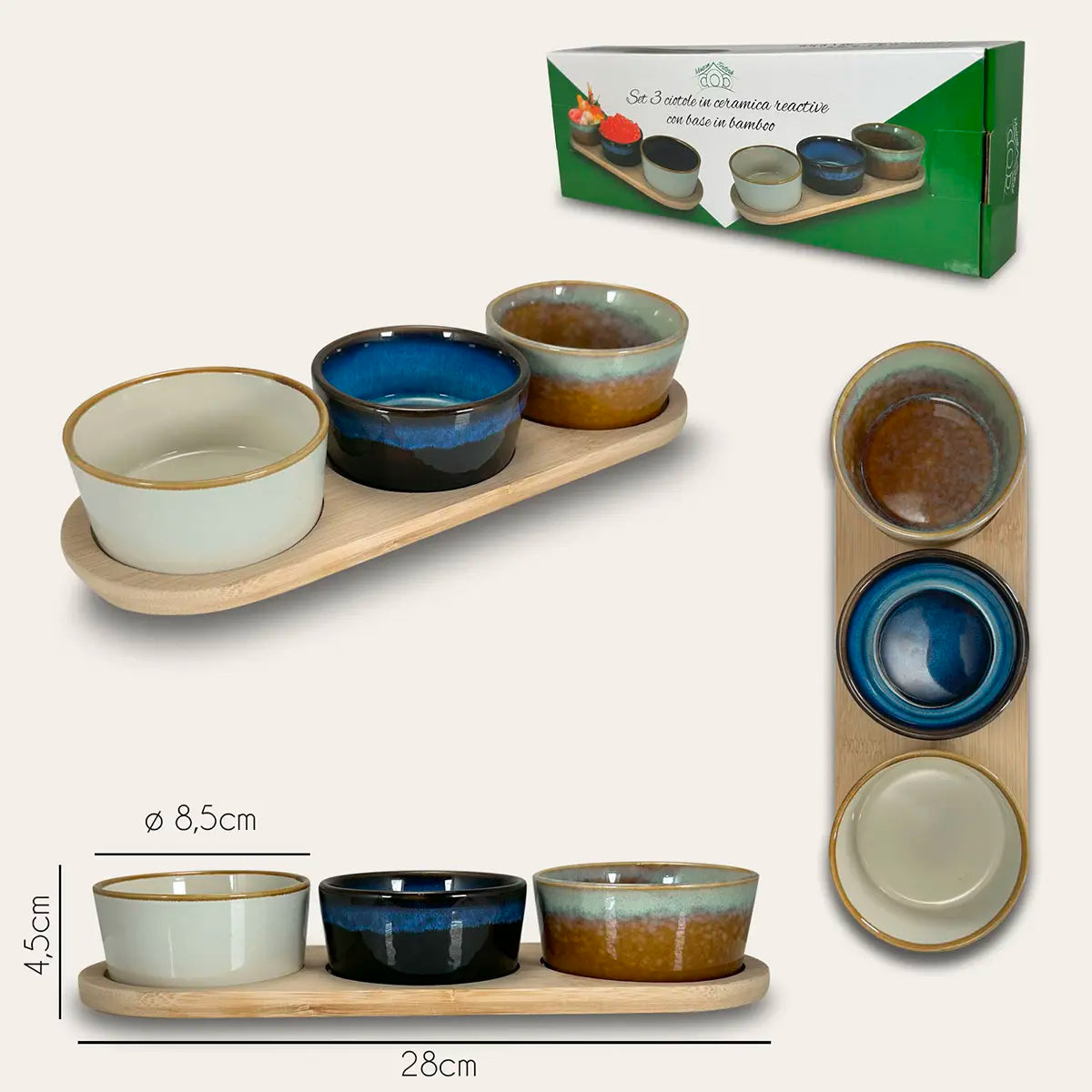 Set 3 Ciotole Reactive Con Vassoio Dinamic by Arca