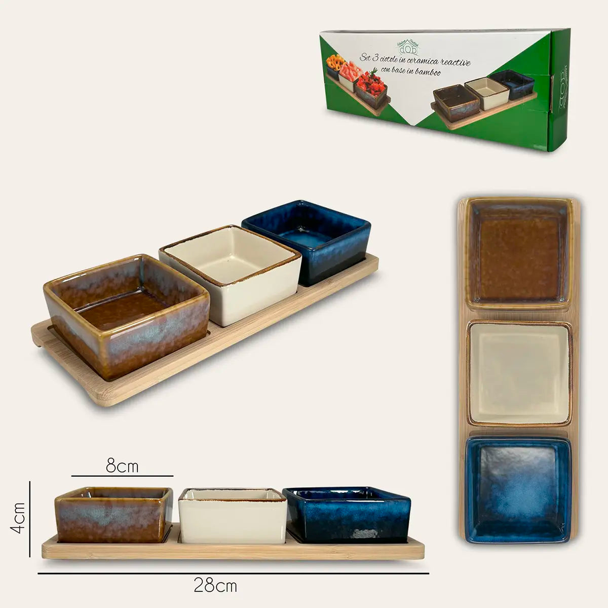 Set 3 Ciotole Reactive Con Vassoio Dinamic by Arca