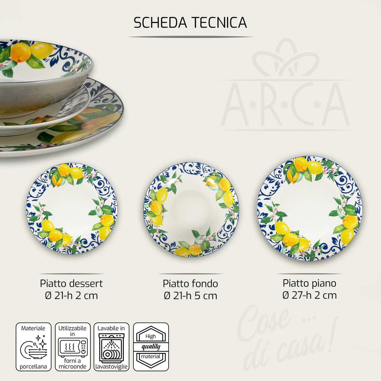 Servizio di Piatti 18 pezzi LIMONI by Arca