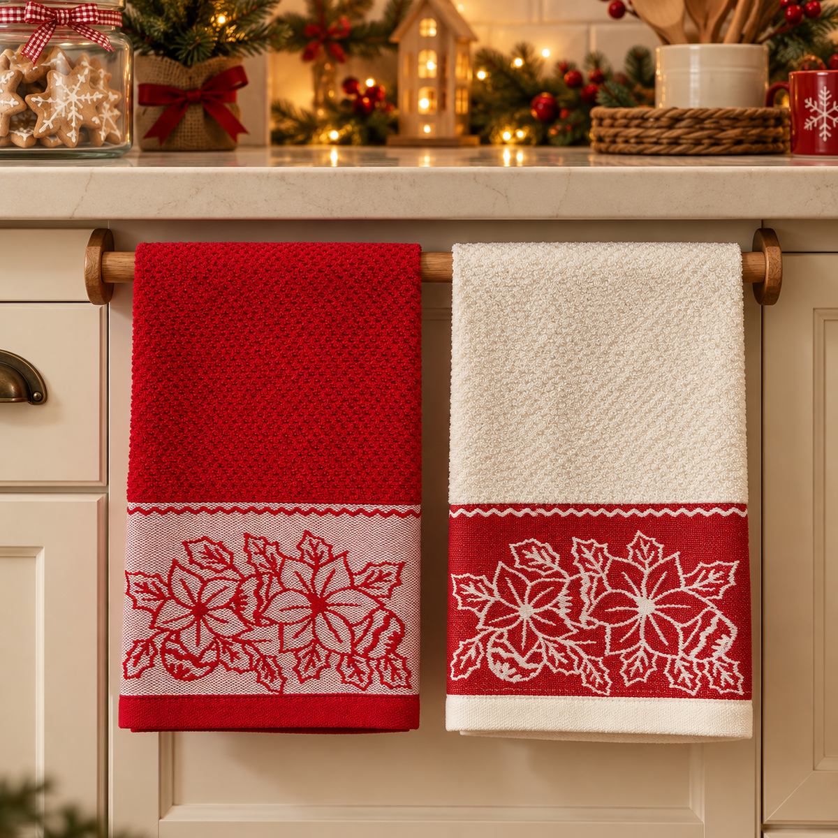 Coppia Strofinacci Natalizi Jacquard Finlandia Stella di Natale - Vingi