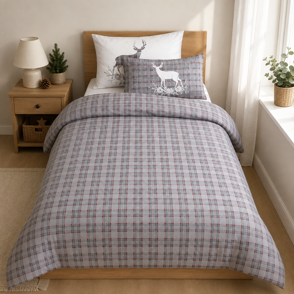 Copripiumino Singolo TARTAN CERVO By Pensieri Delicati (Natale)