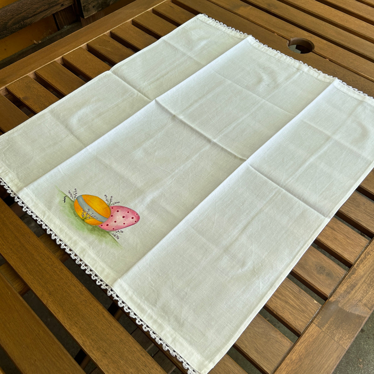 Strofinaccio dipinto a mano UOVA (594) by Mondo Biancheria