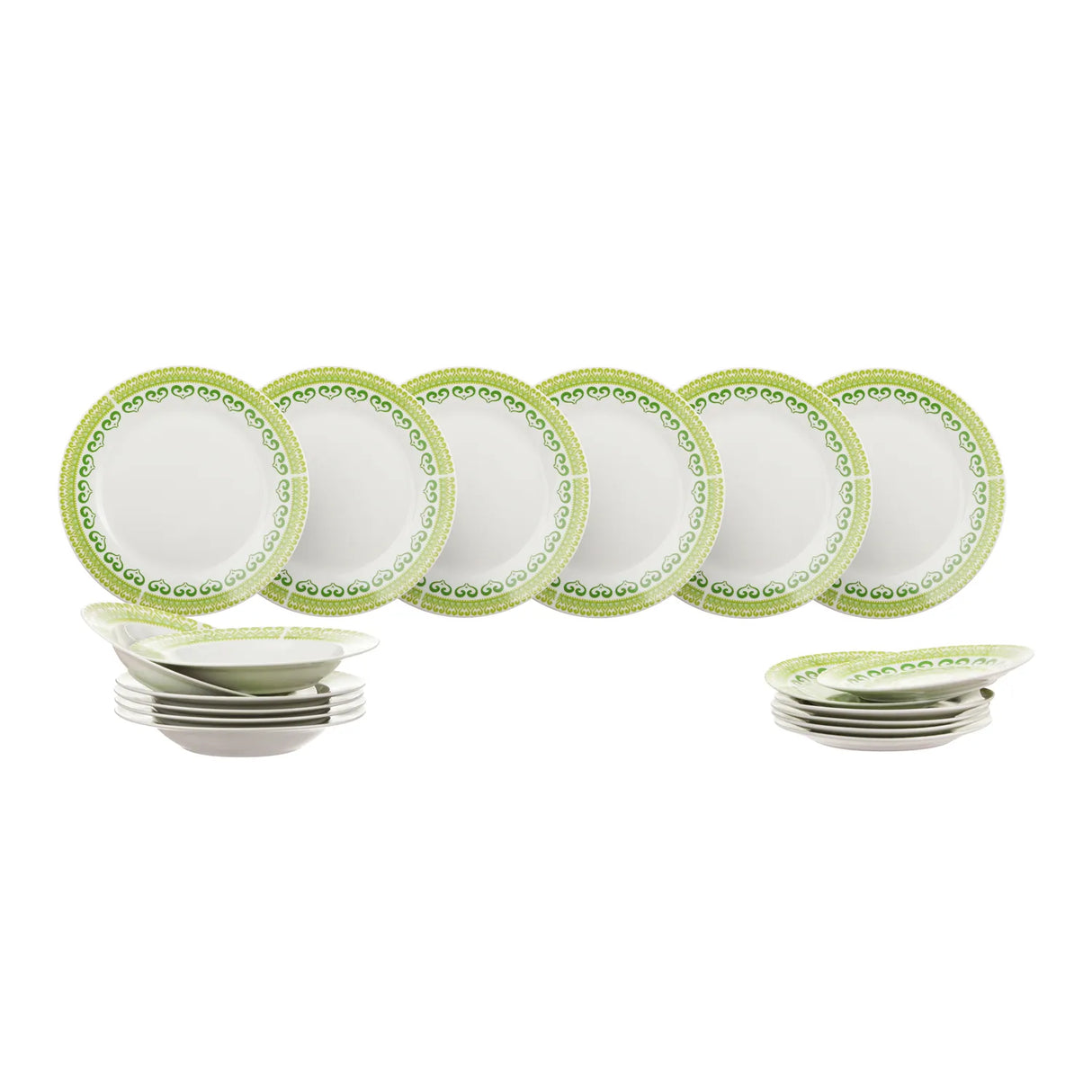 Servizio Piatti 18 Pezzi Orlando Green In Porcellana - Arca