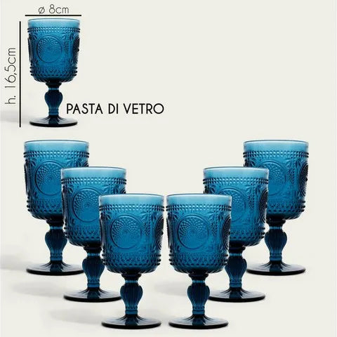Set 6 Bicchieri/Calici Majestic Blu - Arca