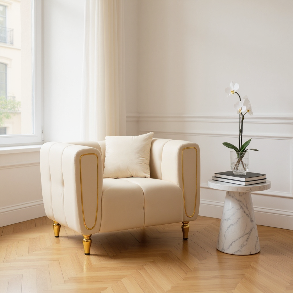 POLTRONA ALMA CREMA C/CUSCINO - FERRETTI
