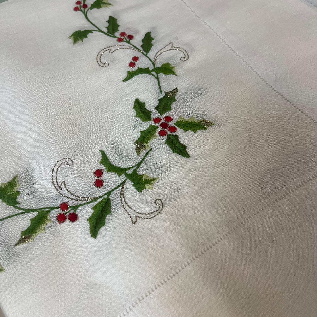 Servizio da tavola AGRIFOGLIO X12 in puro lino - Serendipity