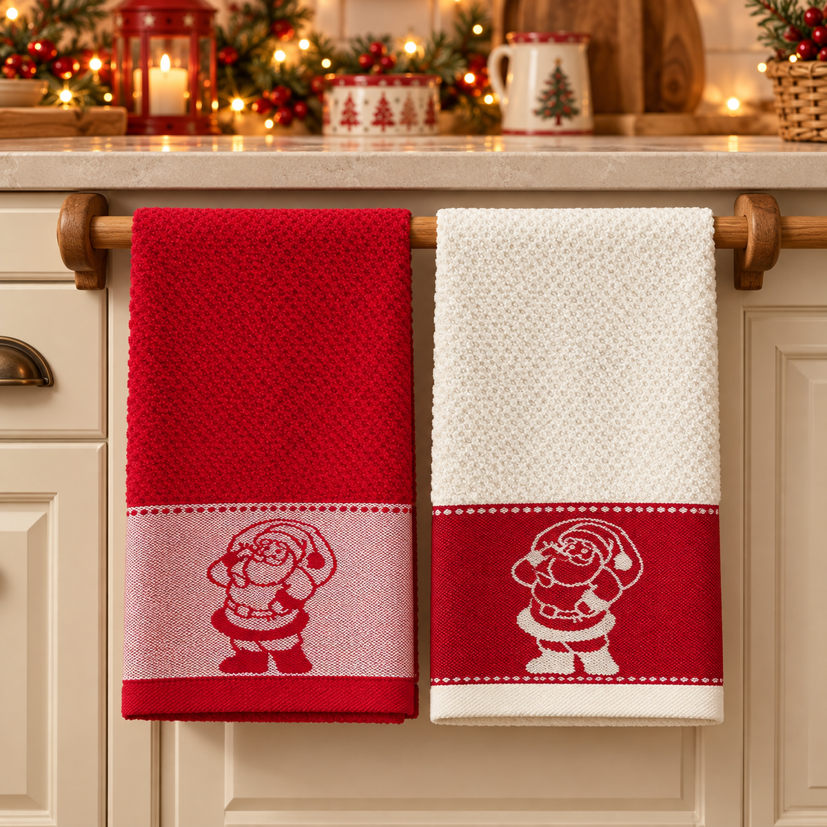 Coppia Strofinacci Natalizi Jacquard Finlandia Babbo Natale - Vingi