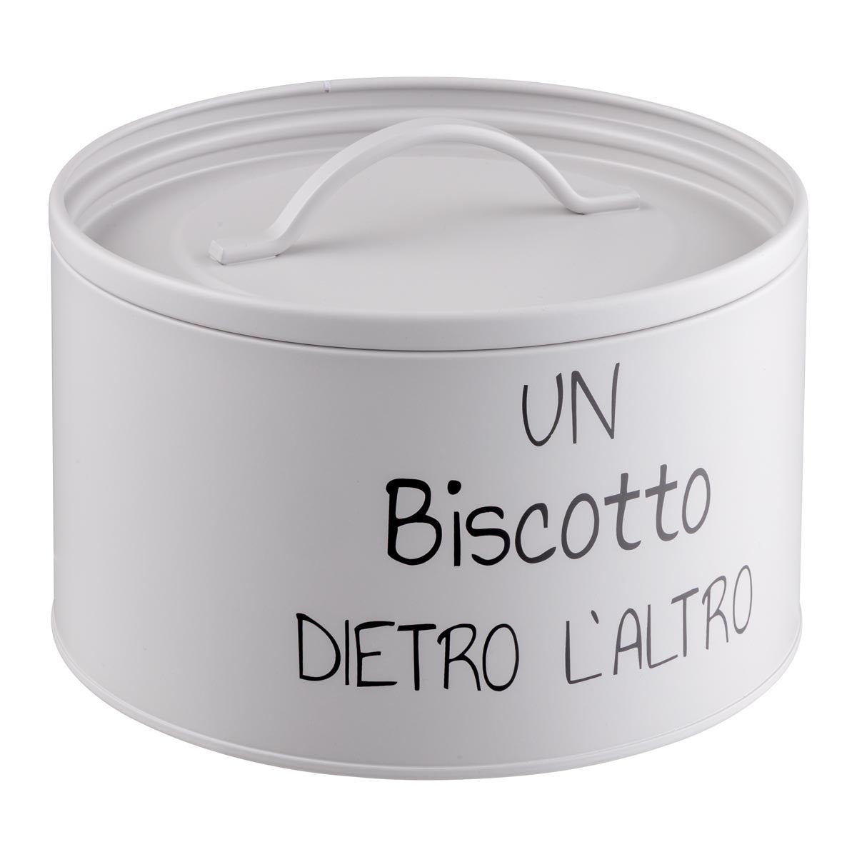 Happy Biscottiera in Metallo "Un biscotto dietro l'altro" Perla 1,5x21,5x12 cm - Montemaggi