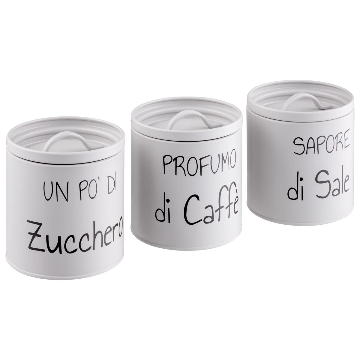 Happy Set Barattoli Sale e Zucchero in Metallo Perla 11x11x11 cm - Montemaggi
