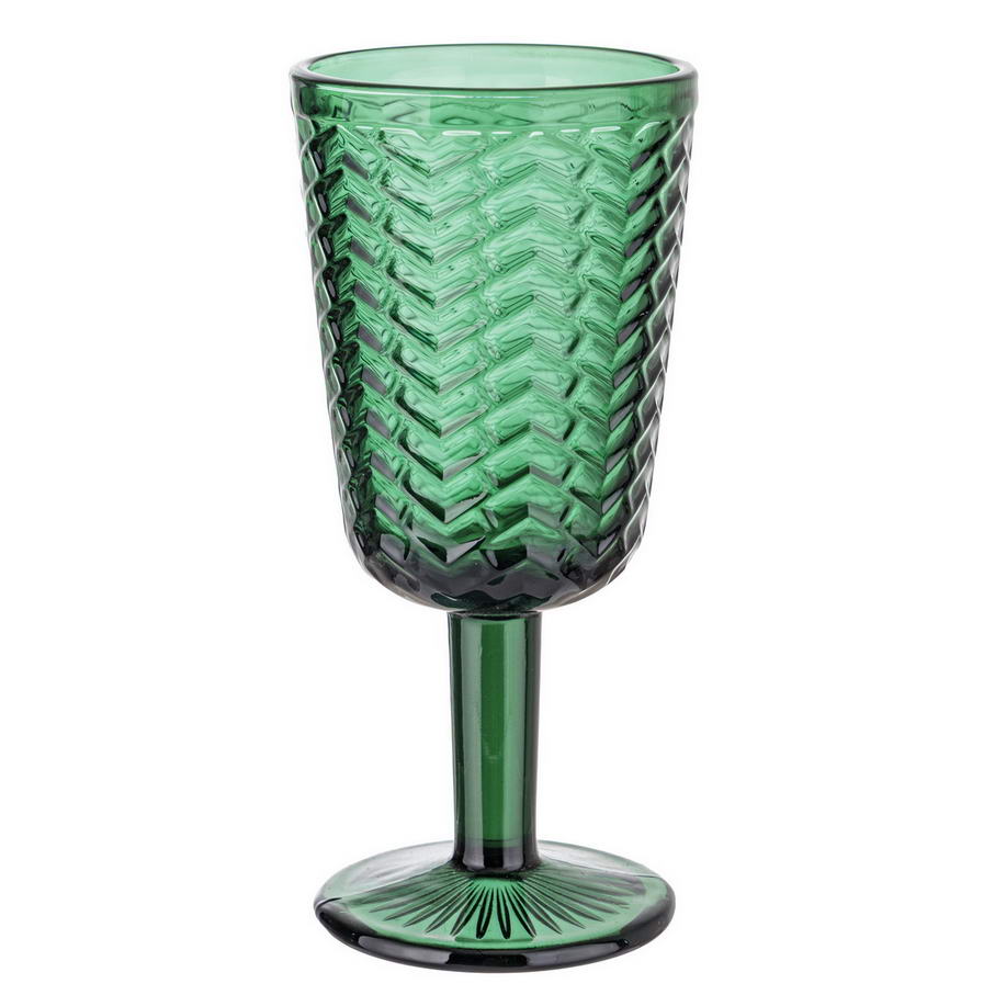 Set 6 Bicchieri/Calici Wave in Vetro Sfaccettato Verde - Montemaggi