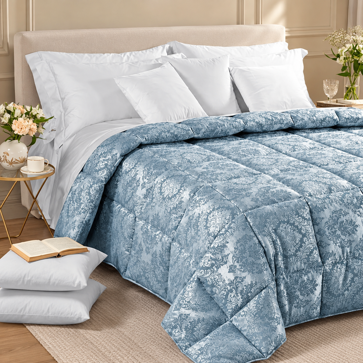 Trapunta Matrimoniale Mida Avio in Raso Jacquard - Caleffi