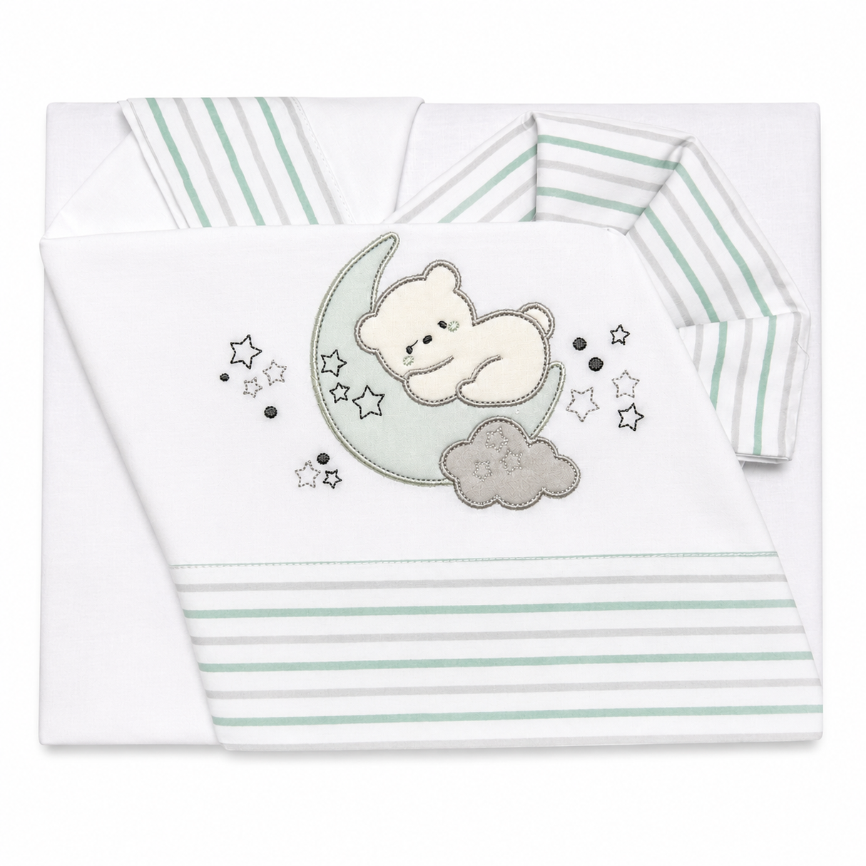 Completo Lenzuola Teddy Moon per Carrozzina o Co-sleeping 100% Cotone 3 Pezzi - Bruco Bruco