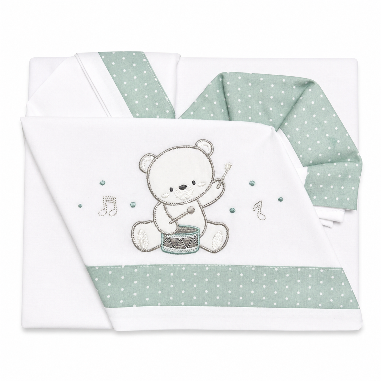 Completo Lenzuola Orsetto Musicista per Carrozzina o Co-sleeping 100% Cotone 3 Pezzi - Bruco Bruco (Copia)