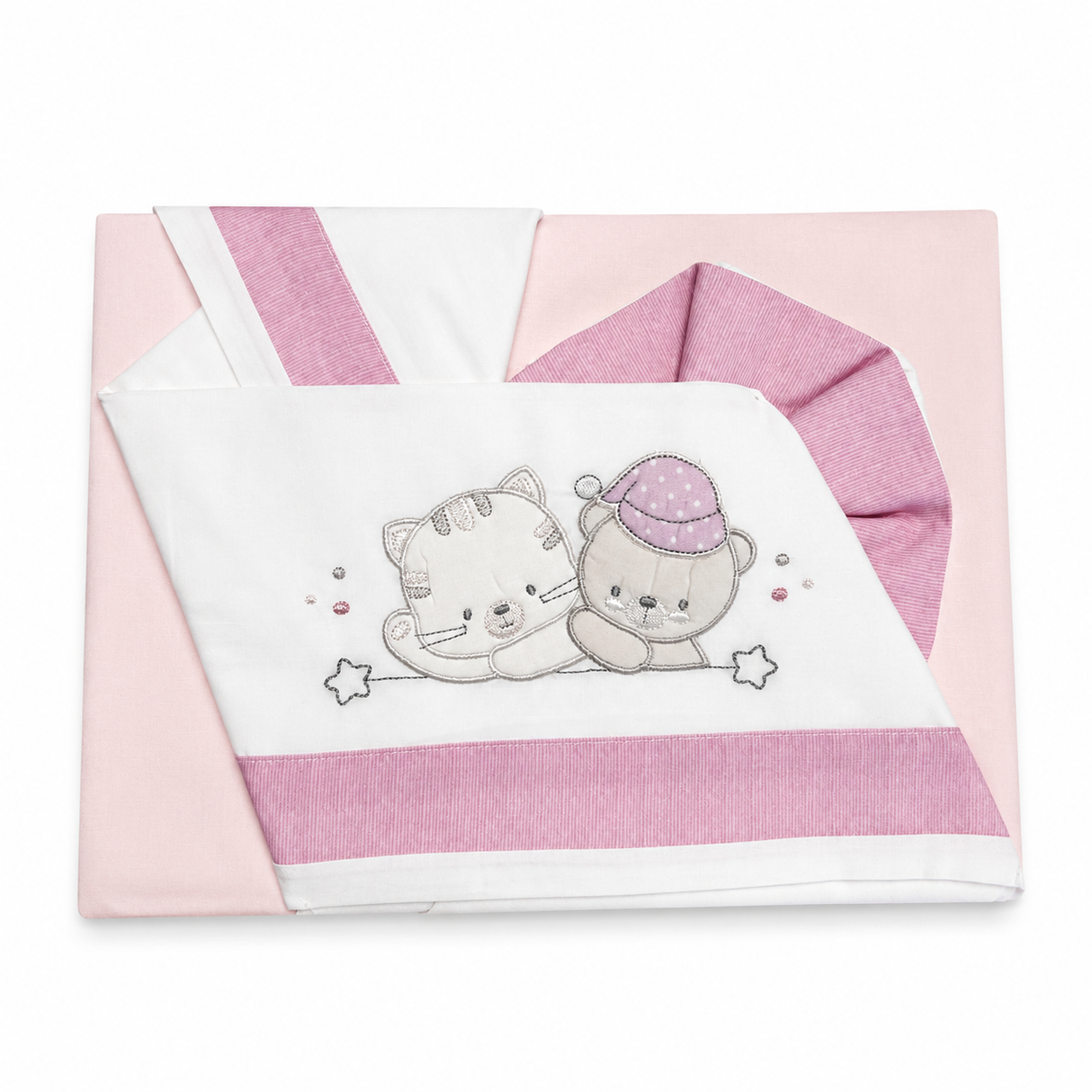 Completo Lenzuola Baby Friends per Carrozzina o Co-sleeping 100% Cotone 3 Pezzi - Bruco Bruco