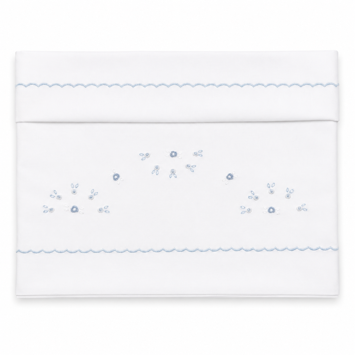 Completo Lenzuola Culla Bocciolo Ricamato a Mano 100% Cotone 3 Pezzi – Elite