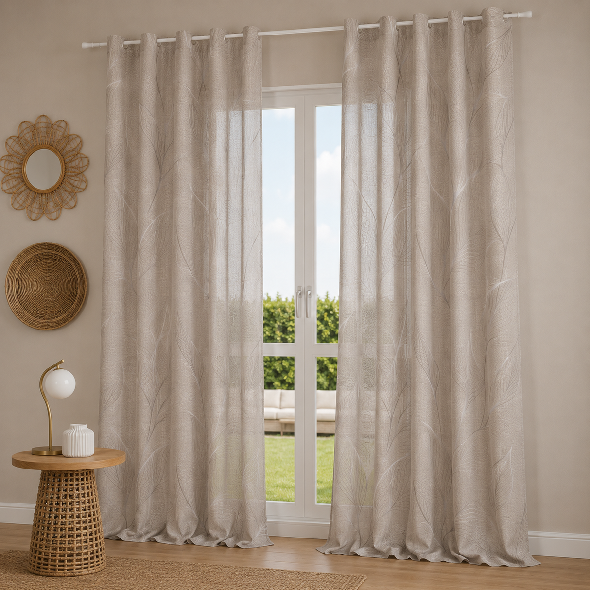 Pannello Tenda con Fascia Copri Bastone Moringa Maè 145x290 cm - Via Roma 60