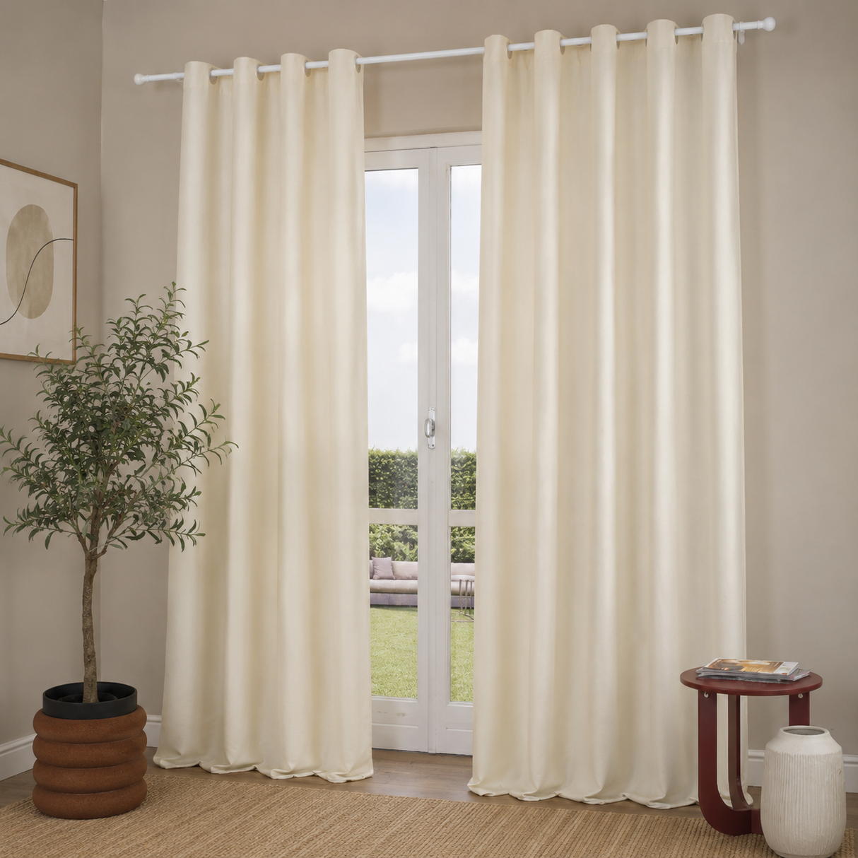 Pannello Tenda con Fascia Copri Bastone Almas Maè 145x290 cm - Via Roma 60