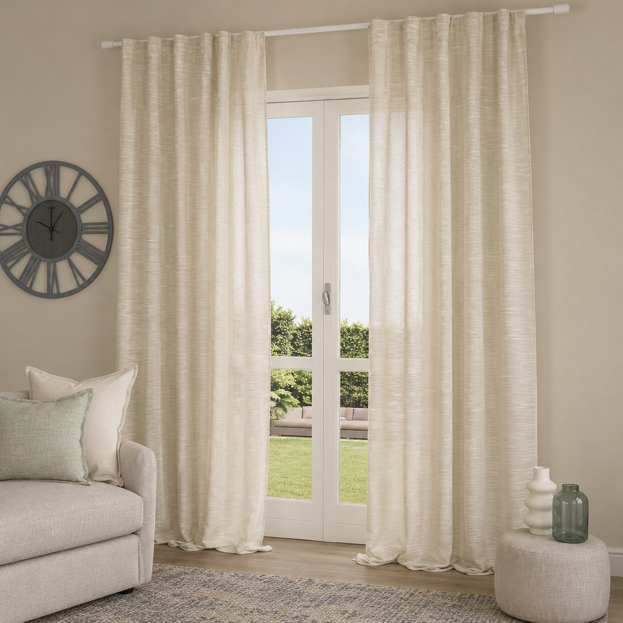 Pannello Tenda con Fascia Copri Bastone Porzia Maè 145x290 cm - Via Roma 60