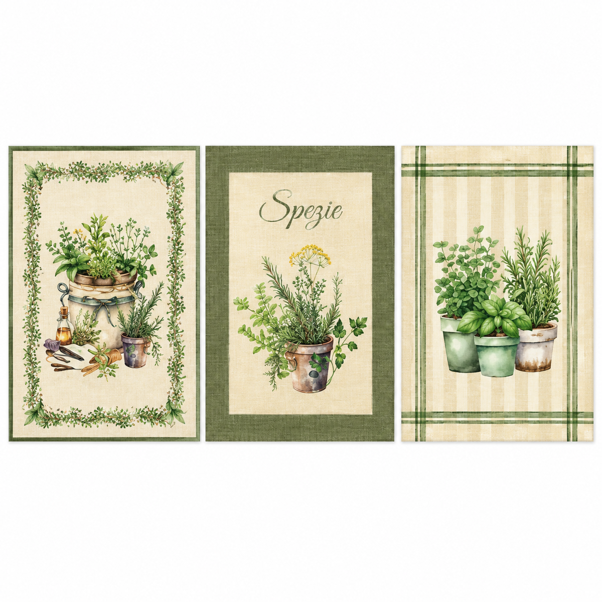 Tris Strofinacci da Cucina Spezie 50x70cm - Linea Oro