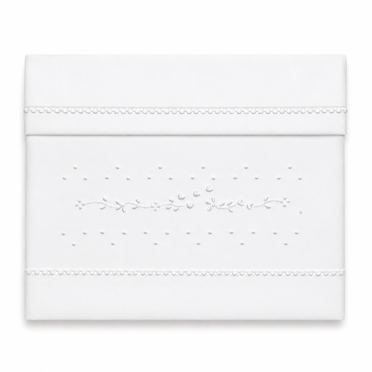 Completo Lenzuola Culla White Dream Ricamato a Mano 100% Cotone 3 Pezzi – Elite