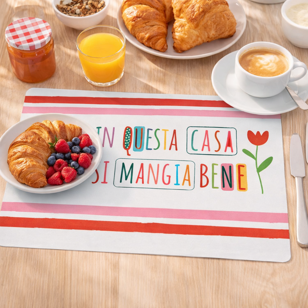 Set 2 Tovagliette "In questa casa si mangia bene" 43,5x28,5 cm - Montemaggi