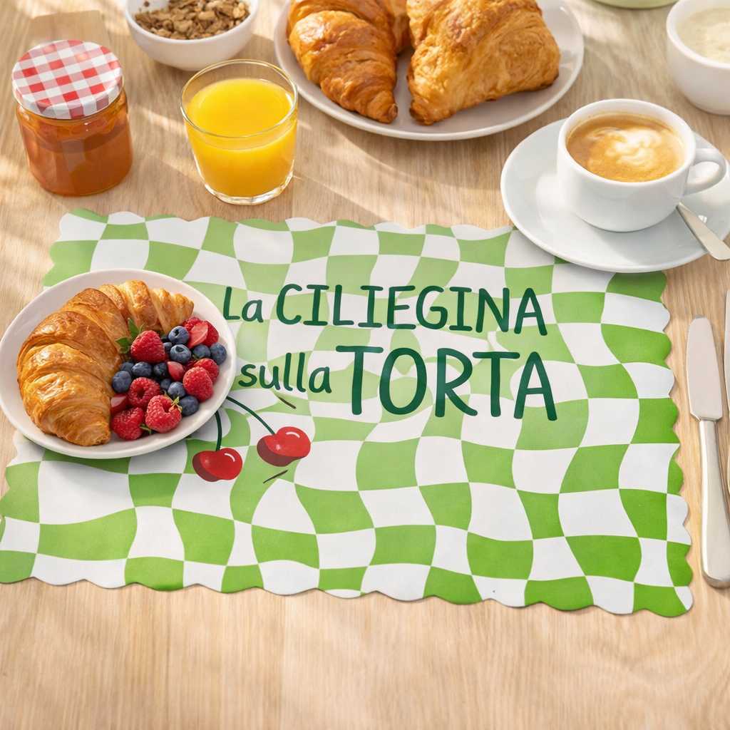 Set 2 Tovagliette Sagomate "La ciliegina sulla torta" 43,5x28,5 cm - Montemaggi