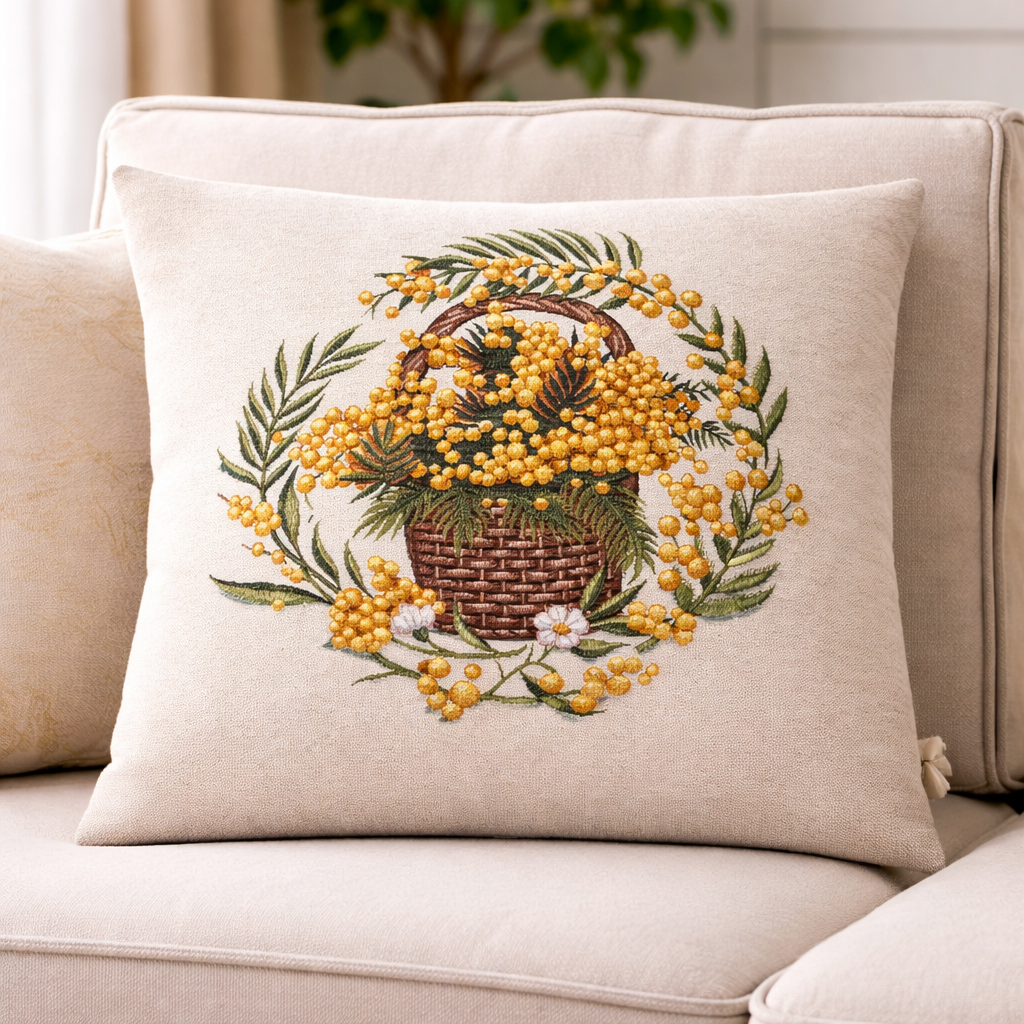Tovaglia e Complementi Arredo Mimosa in Gobelin 100% Cotone Made in Italy – Rotonda, Runner, Copritavola e Cuscino