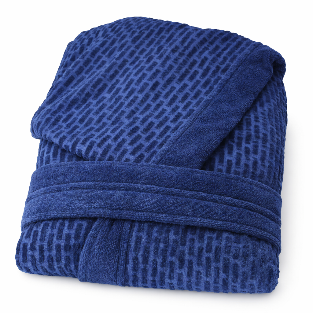 Accappatoio in Spugna con Cappuccio Brick Karì 450 gr/mq in Cotone Jacquard