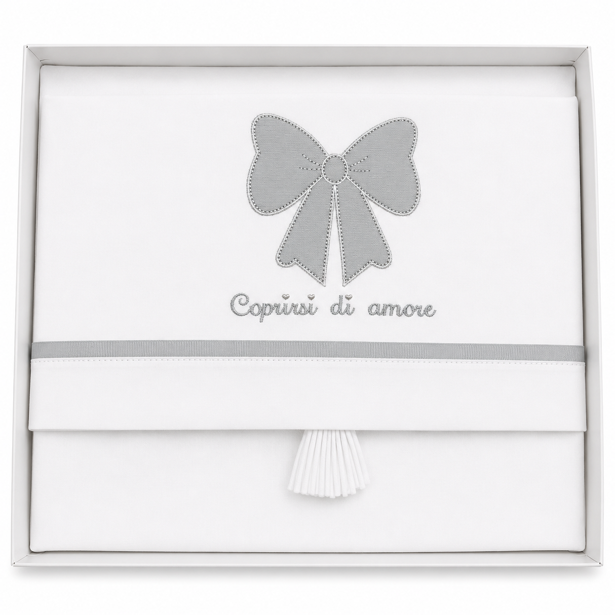 Completo Lenzuola Culla Fiocco "Coprirsi d'Amore" ART.6032 100% Cotone - Dolci Sogni