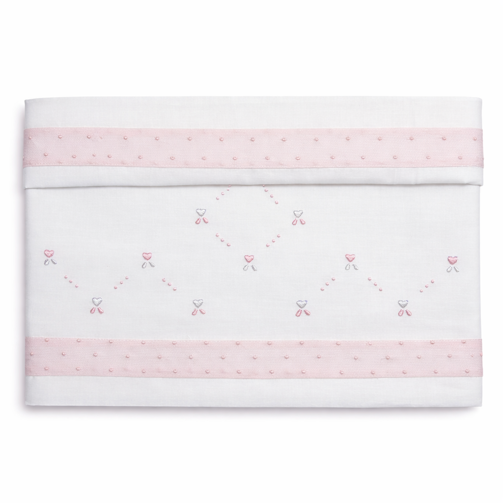 Completo Lenzuola Culla Ricamato a Mano 100% Cotone 3 Pezzi – Elite