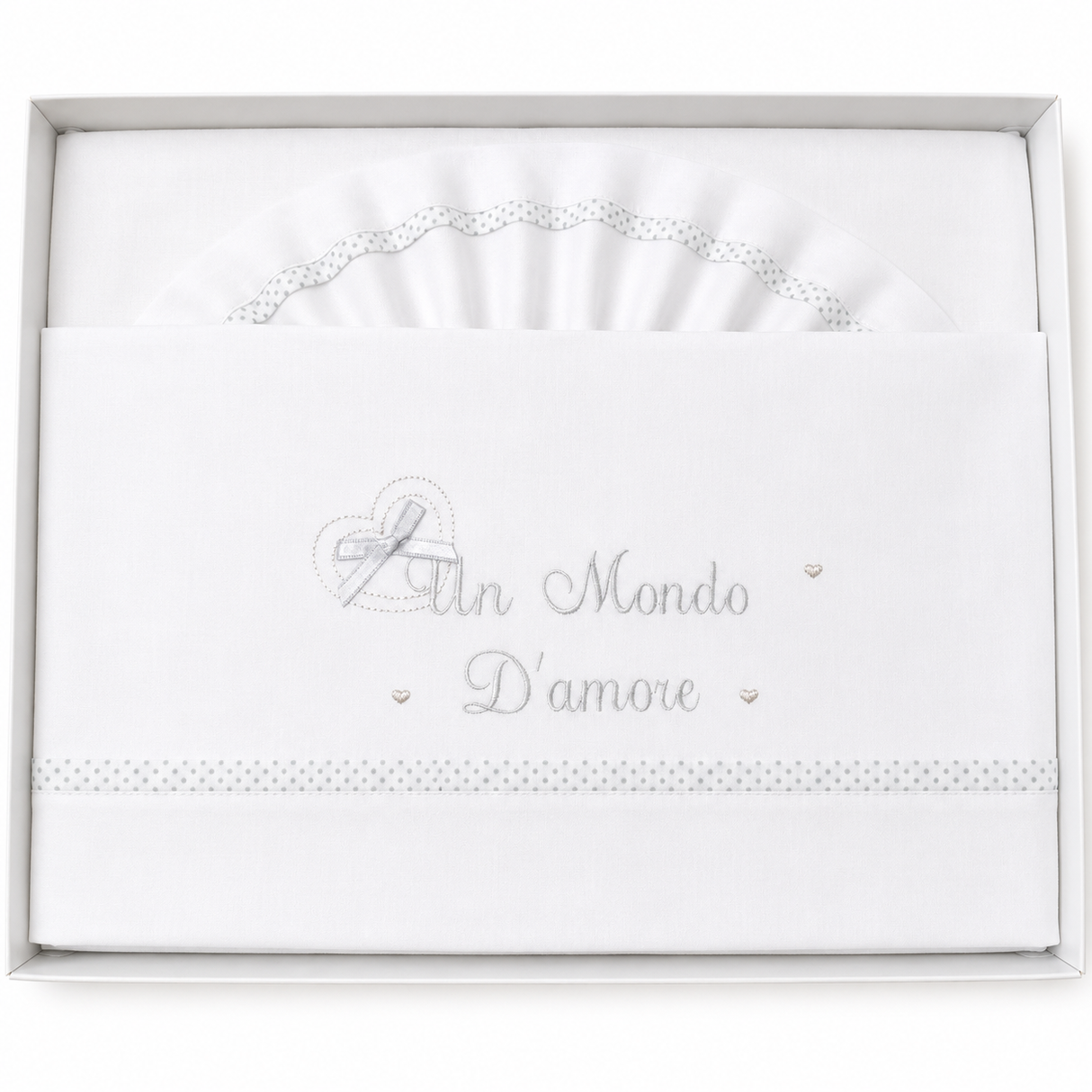 Completo Lenzuola Lettino 3pz Un Mondo D'Amore 100% Cotone - Dolci Sogni