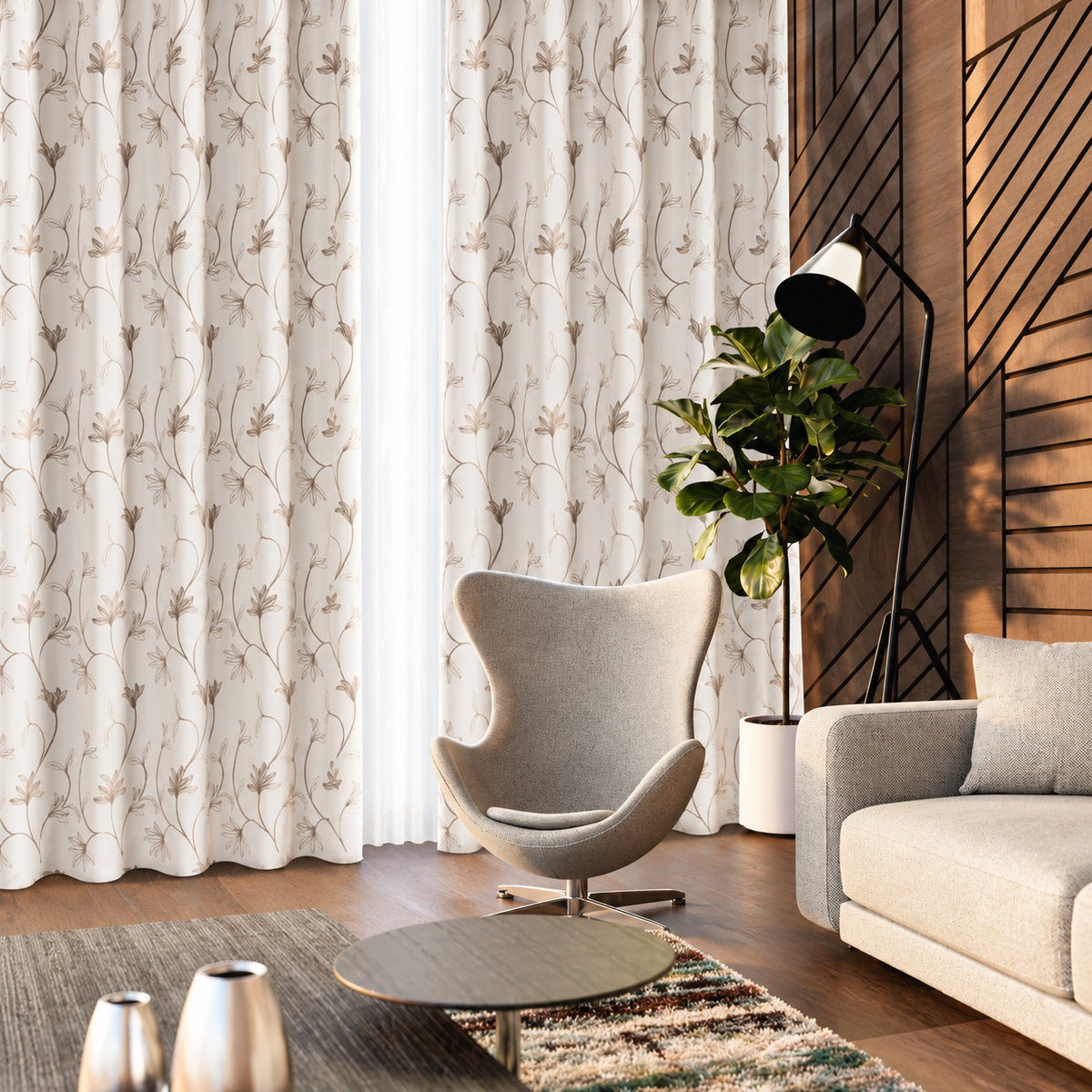 Pannello Tenda Ricamato Louis con Borchie e Finitura con Piombo 140x290cm - Linea Oro