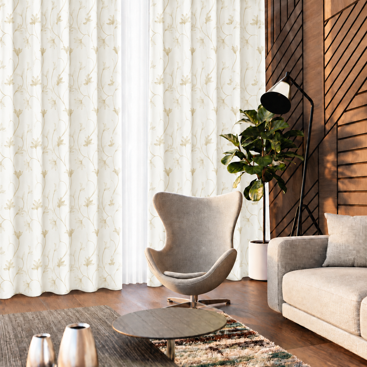 Pannello Tenda Ricamato Louis con Borchie e Finitura con Piombo 140x290cm - Linea Oro