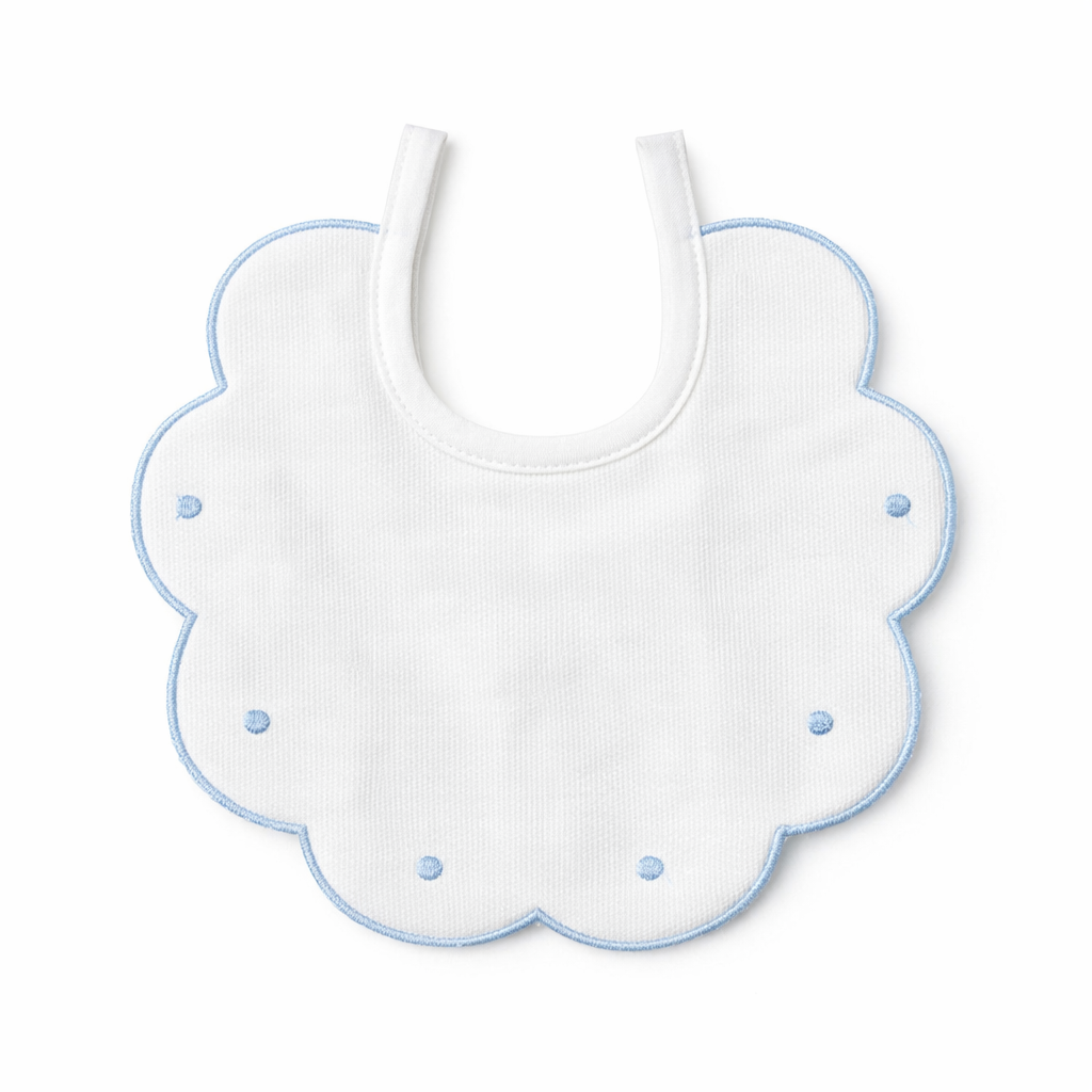 Bavaglino Neonato 193 Pois Cotone Ricamato - Maestri Cotonieri Home