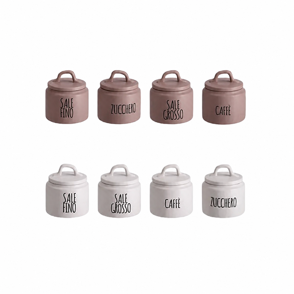 Barattolo in Ceramica con Coperchio per Zucchero, Caffè, Sale Fino o Grosso, 13x15cm o 14x21cm - Cucina&Cottura
