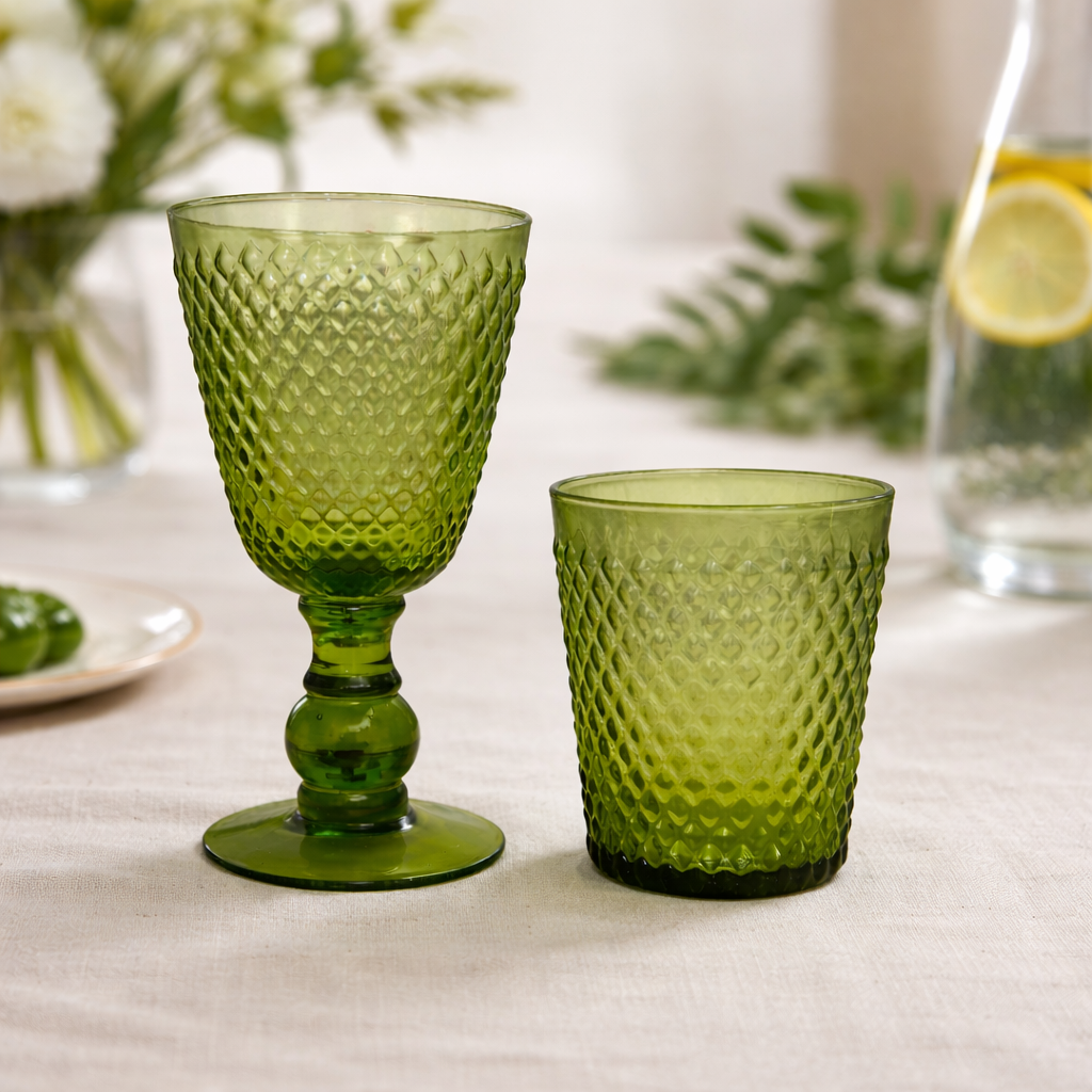 Set 2 Calici/Bicchieri Artiginali Verde - Hanna Home
