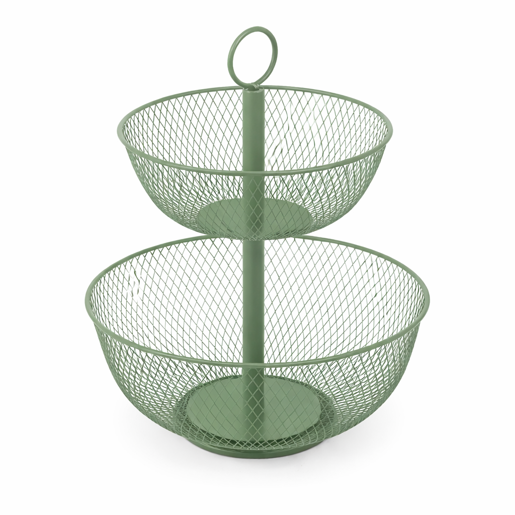 Alzata in Ferro 2 Cestini AD Trend H41 cm – Porta Frutta o Organizer Cucina