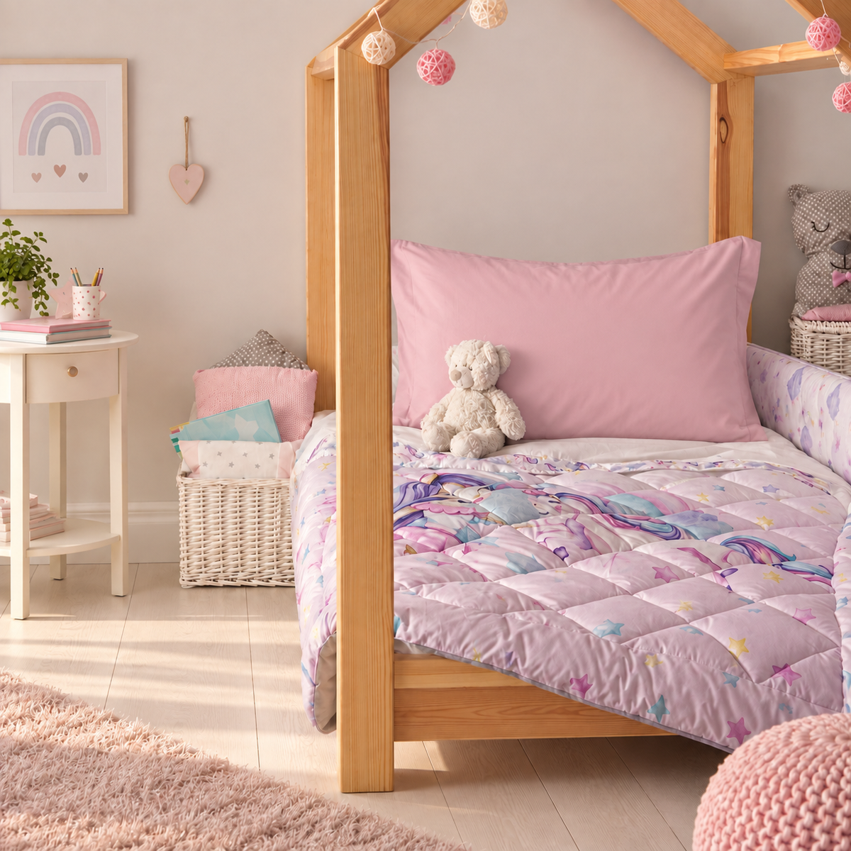 Trapunta Baby Unicorno con Paracolpi Coordinato – Linea Oro