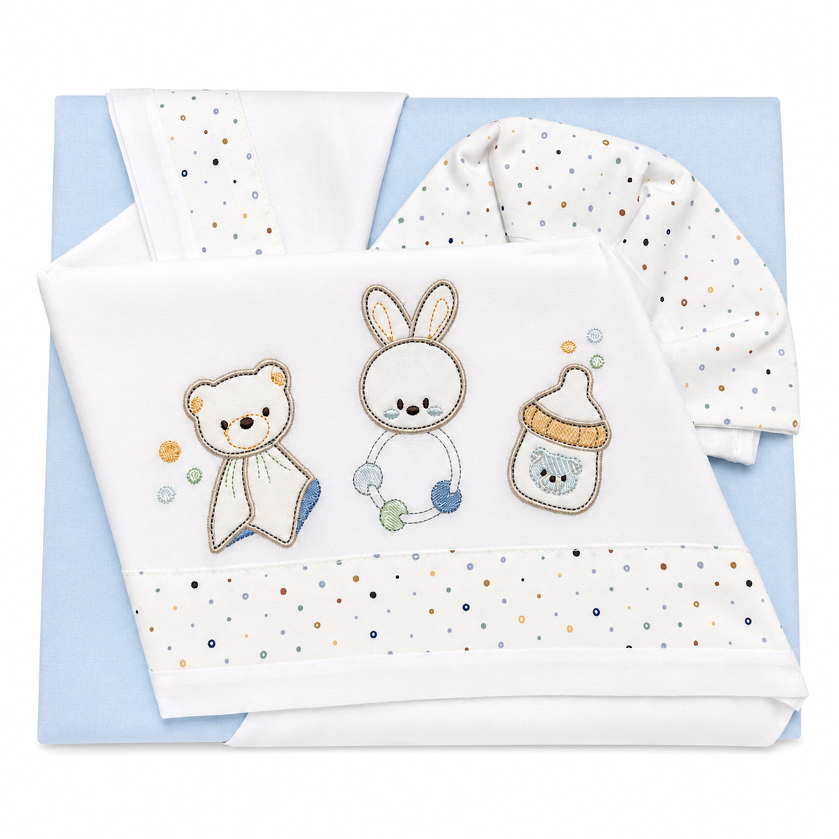 Completo Lenzuola Sogni Sereni per Carrozzina o Co-sleeping 100% Cotone 3 Pezzi - Bruco Bruco