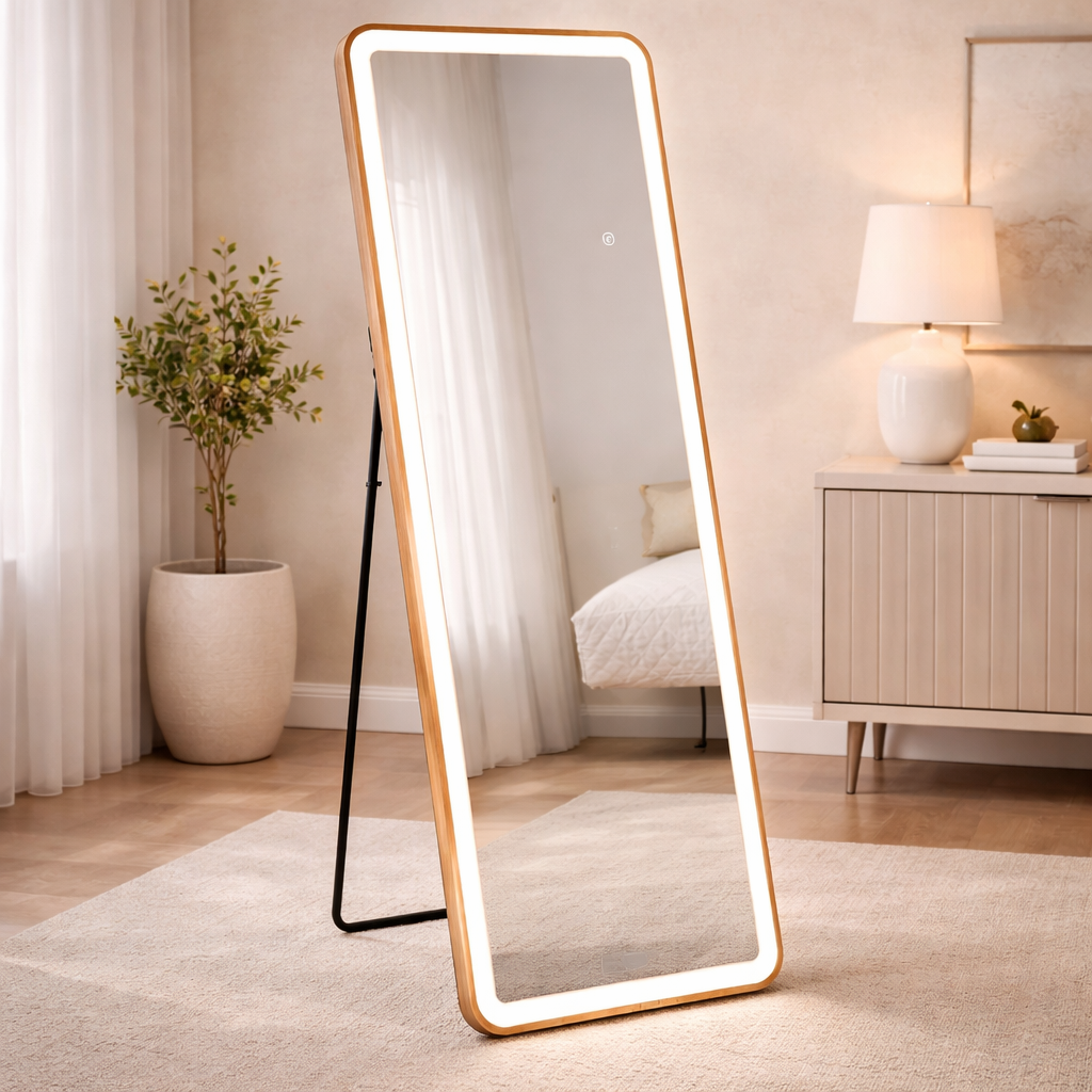 SPECCHIO DA TERRA LED SIMPLE RETT. (LUCE CON 3 TEMPERATURE DI COLORE) - FERRETTI