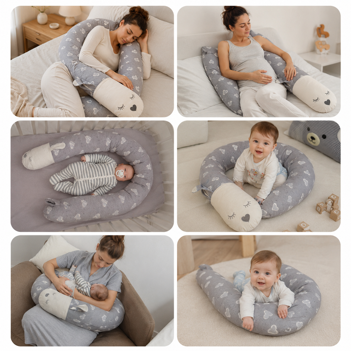 Cuscino Multifunzionale Gravidanza e Allattamento Sfoderabile 100% Cotone - Irge