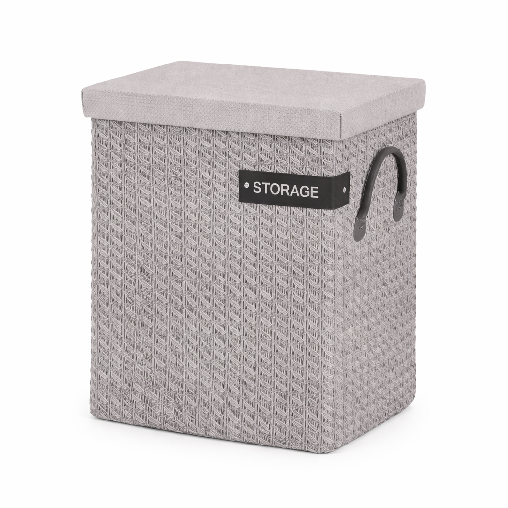 Storage Portabiancheria Tessuto Grigio con Coperchio Montemaggi – Disponibile in 3 Misure