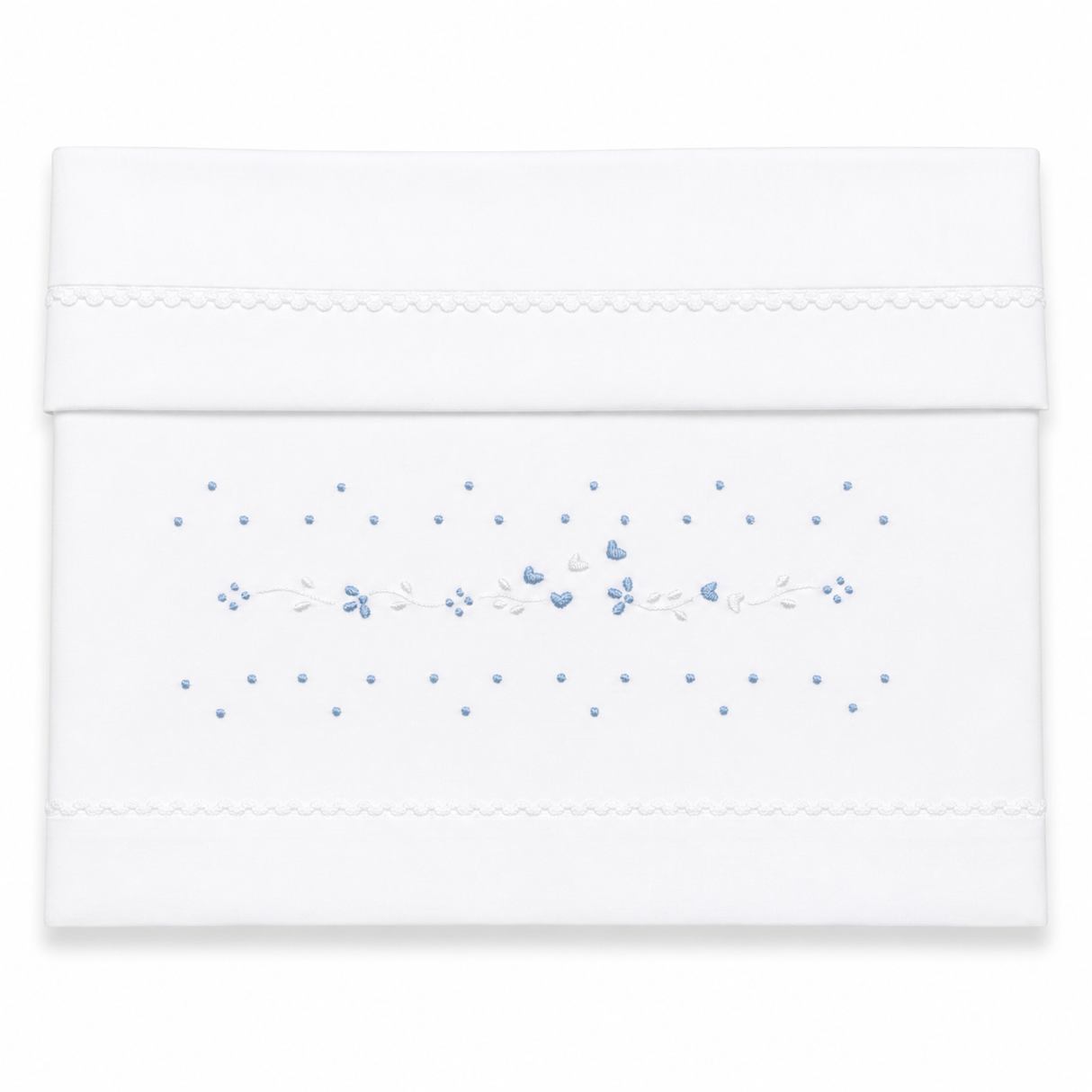 Completo Lenzuola Culla White Dream Ricamato a Mano 100% Cotone 3 Pezzi – Elite