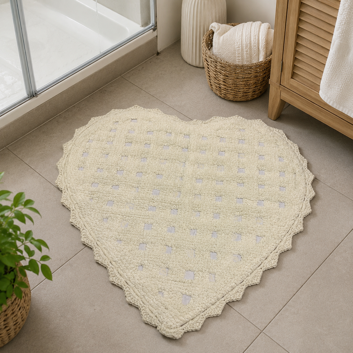 Tappeto Bagno a CUORE in Cotone - Francy Home