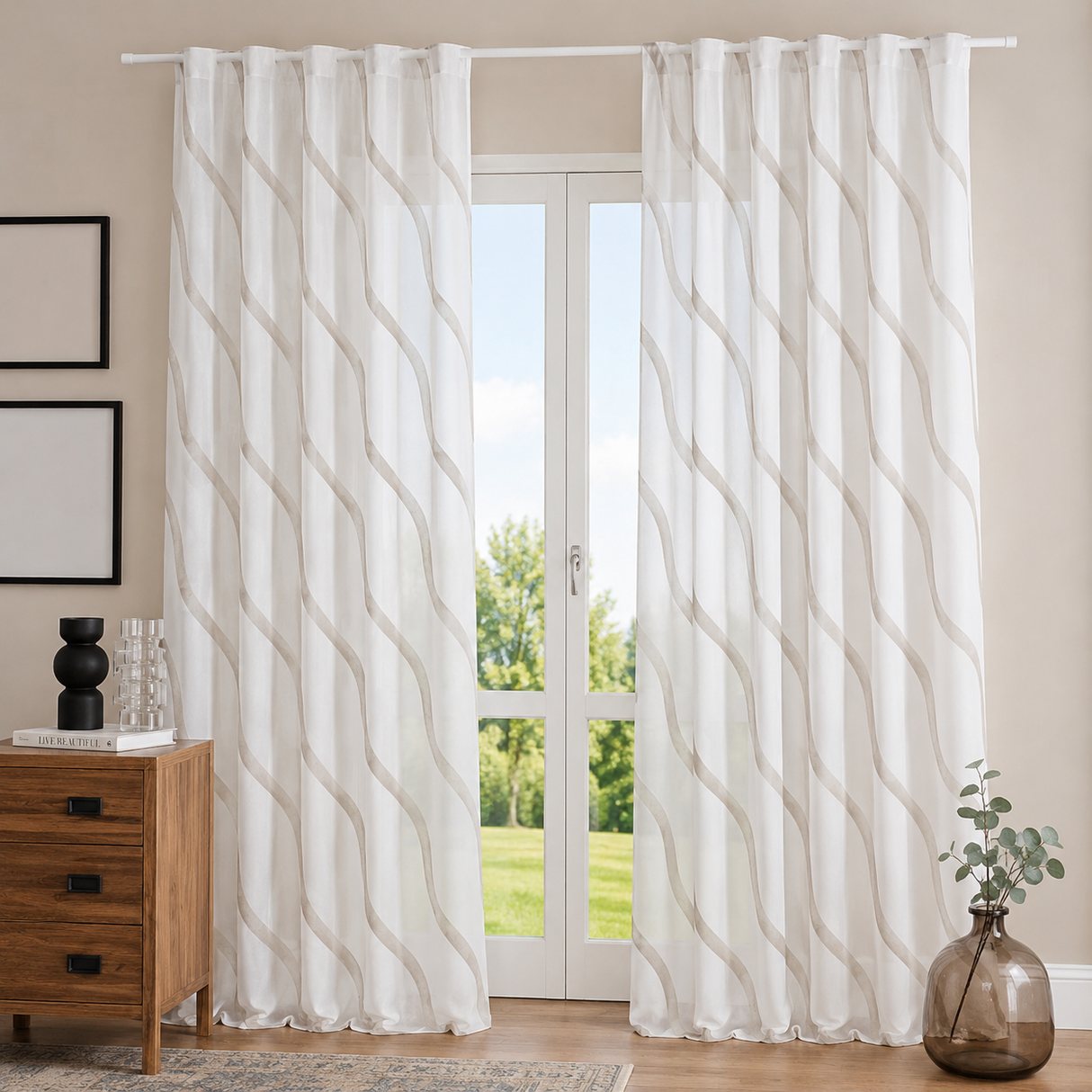 Pannello Tenda con Fascia Copri Bastone Marge Maè 145x290 cm - Via Roma 60