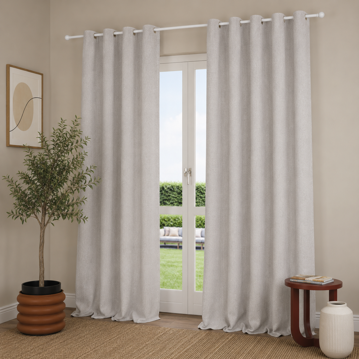 Pannello Tenda con Fascia Copri Bastone Almas Maè 145x290 cm - Via Roma 60