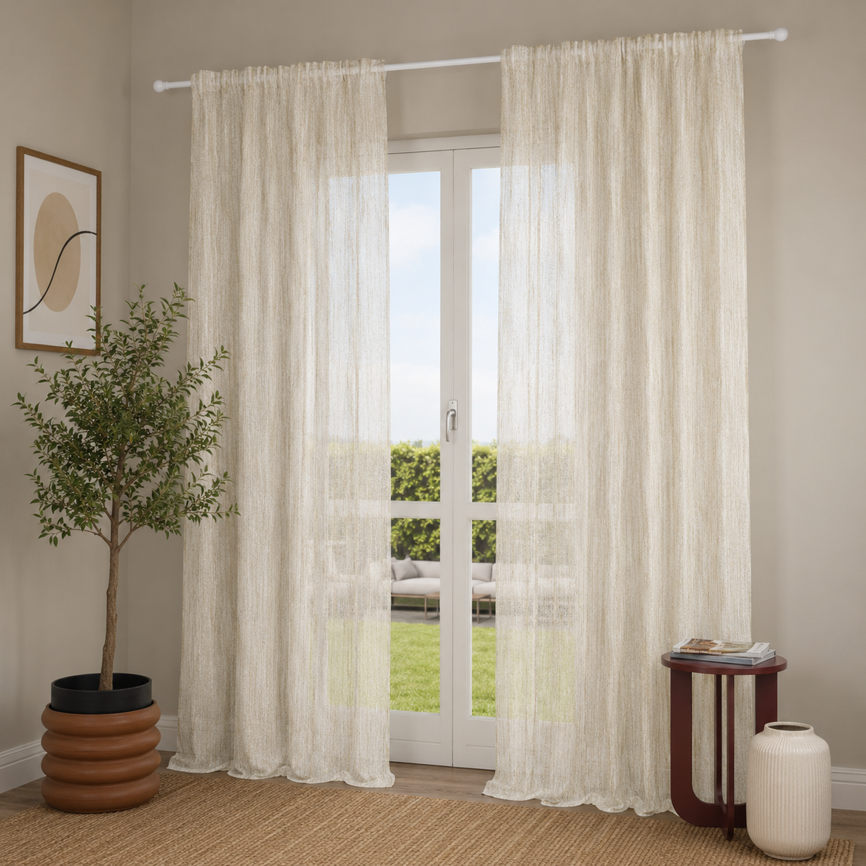 Pannello Tenda con Fascia Copri Bastone Santiago Maè 145x290 cm - Via Roma 60