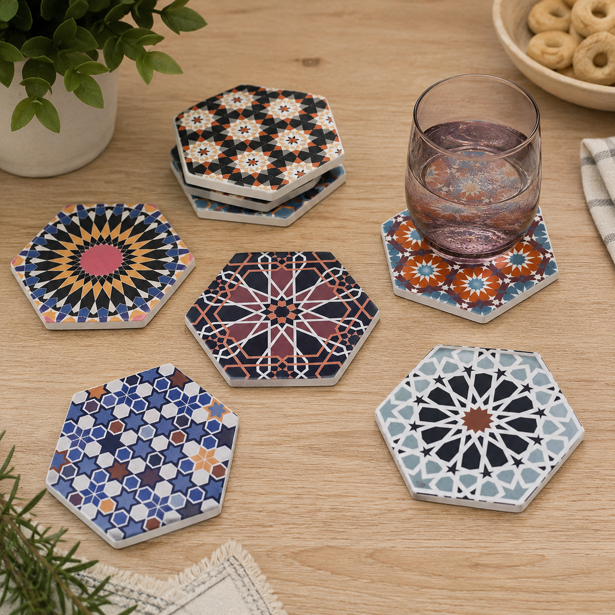 Sottobicchieri Cementine Esagonali in Ceramica - Montemaggi